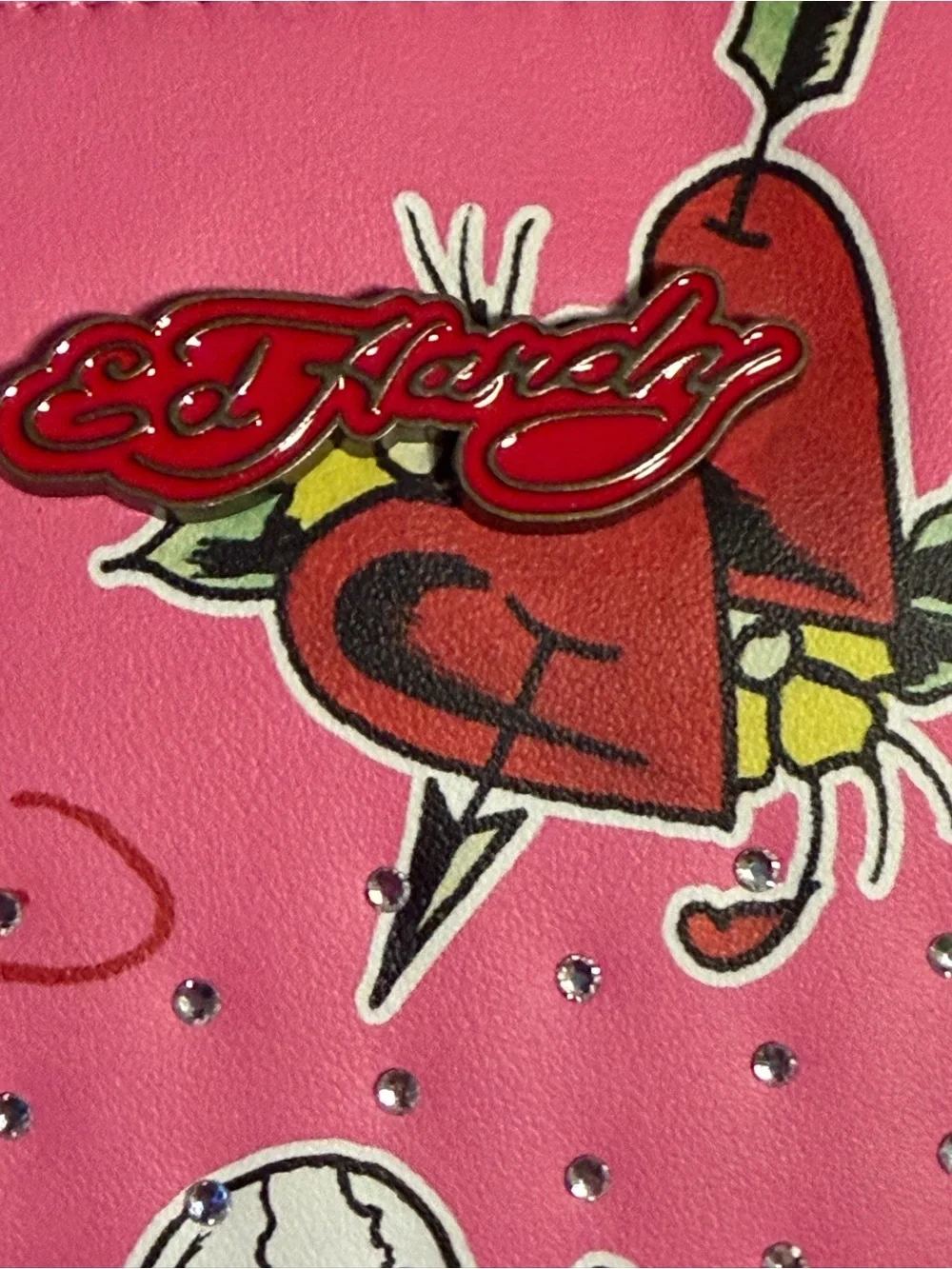 Ed Hardy NWT Pink Tattoo-Print Insulated Lunch Satchel  Detachable Strap (P245)